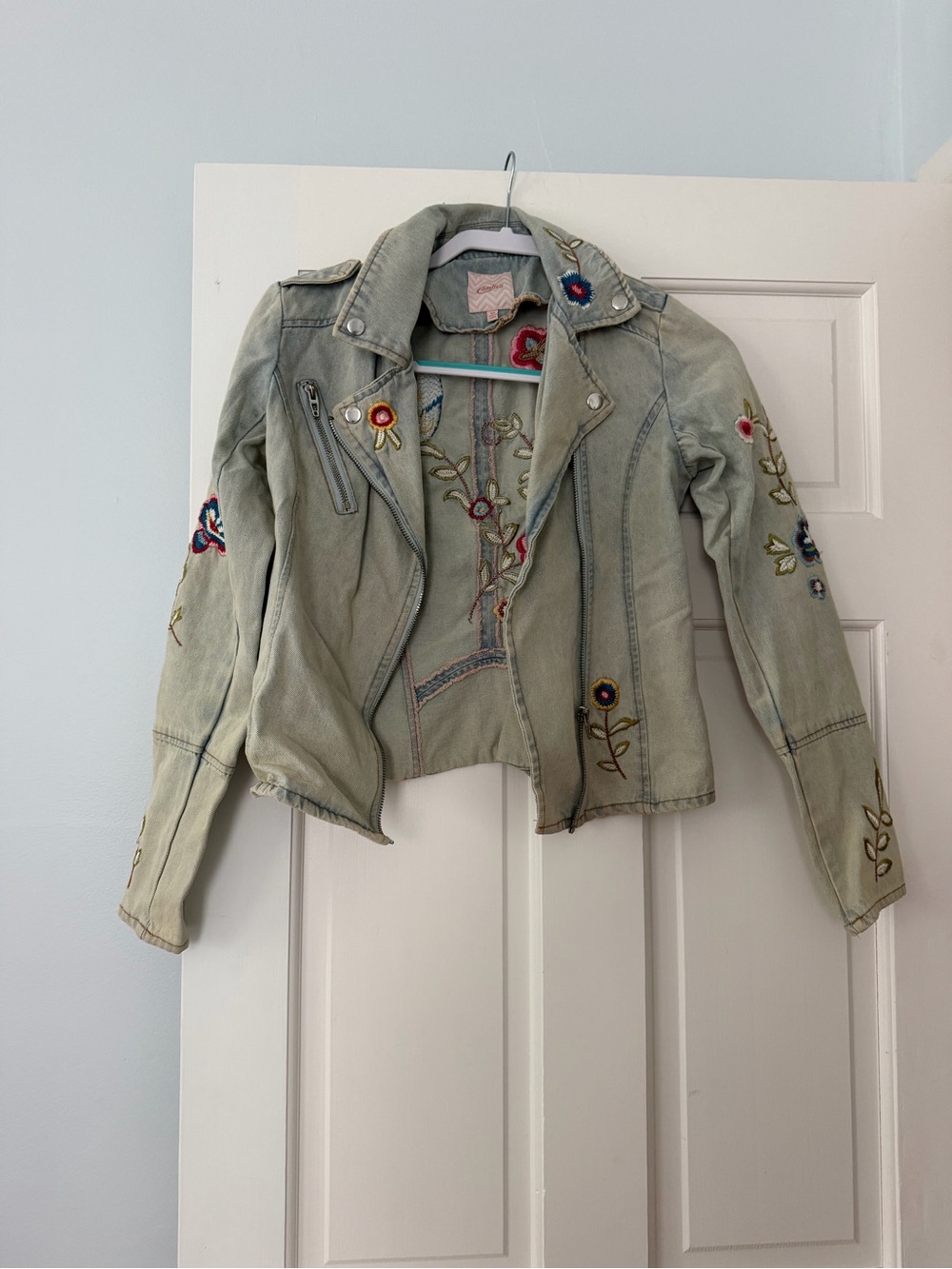 Candie's Embroidered Denim Moto Jacket